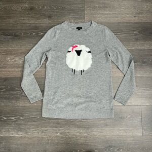 Talbots Womens Wooly Sheep Crew Neck Pullover Sweater Grey‎ Wool Blend Small